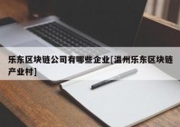 乐东区块链公司有哪些企业[温州乐东区块链产业村]